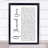 Sting A Thousand Years White Script Song Lyric Wall Art Print