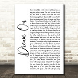 Aerosmith Dream On White Script Song Lyric Wall Art Print