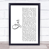 Bryan Adams Star White Script Song Lyric Wall Art Print