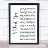 David Guetta Without You White Script Song Lyric Wall Art Print