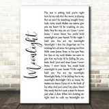 Ariana Grande Moonlight White Script Song Lyric Wall Art Print