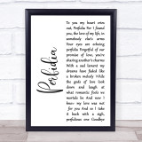 Glenn Miller Perfidia White Script Song Lyric Wall Art Print