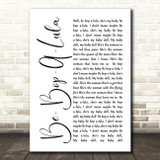 Gene Vincent Be-Bop-A-Lula White Script Song Lyric Quote Print