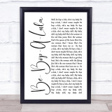 Gene Vincent Be-Bop-A-Lula White Script Song Lyric Quote Print