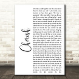 Kool & The Gang Cherish White Script Song Lyric Quote Print