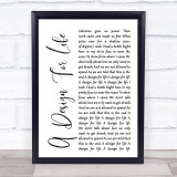 Manic Street Preachers A Design For Life White Script Song Lyric Quote Print