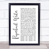 The Beatles Paperback Writer White Script Song Lyric Quote Print