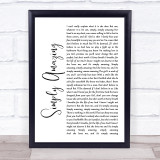 Trey Songz Simply Amazing White Script Song Lyric Quote Print