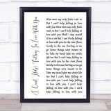 UB40 (I Can't Help) Falling In Love With You White Script Song Lyric Quote Print