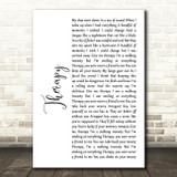 All Time Low Therapy White Script Song Lyric Quote Print