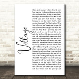 Cam Village White Script Song Lyric Quote Print