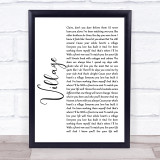Cam Village White Script Song Lyric Quote Print