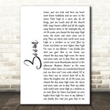 Fat Larry's Band Zoom White Script Song Lyric Quote Print