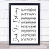 Journey Don't Stop Believing White Script Song Lyric Quote Print
