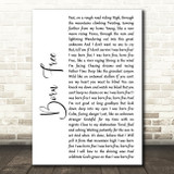 Kid Rock Born Free White Script Song Lyric Quote Print