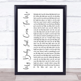 Nina Simone My Baby Just Cares For Me White Script Song Lyric Quote Print