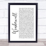 Oasis Wonderwall White Script Song Lyric Quote Print