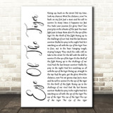 Survivor Eye Of The Tiger White Script Song Lyric Quote Print
