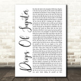 Train Drops Of Jupiter White Script Song Lyric Quote Print