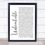 Westlife Unbreakable White Script Song Lyric Quote Print