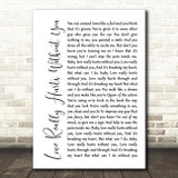 Billy Ocean Love Really Hurts Without You White Script Song Lyric Print