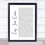 Bruce Springsteen Long Time Comin White Script Song Lyric Print