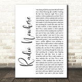 Bruce Springsteen Radio Nowhere White Script Song Lyric Print