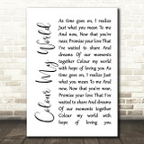 Chicago Colour My World White Script Song Lyric Print