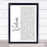 Culture Club Victims White Script Song Lyric Print