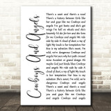 Dustin Lynch Cowboys And Angels White Script Song Lyric Print