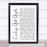 Dustin Lynch Cowboys And Angels White Script Song Lyric Print