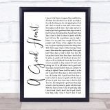 Feargal Sharkey A Good Heart White Script Song Lyric Print