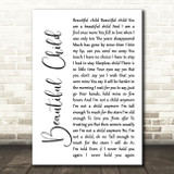 Fleetwood Mac Beautiful Child White Script Song Lyric Print