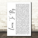 Foo Fighters Learn To Fly White Script Song Lyric Print
