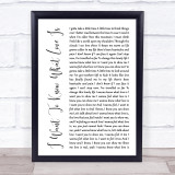 Foreigner I Want To Know What Love Is White Script Song Lyric Print