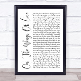 Jeffrey Osborne On The Wings Of Love White Script Song Lyric Print