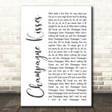 Jessie Ware Champagne Kisses White Script Song Lyric Print