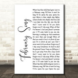 Josh Groban February Song White Script Song Lyric Print