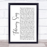 Josh Groban February Song White Script Song Lyric Print