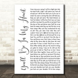 Phil Collins You'll Be In My Heart White Script Song Lyric Print