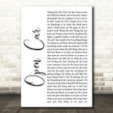 Porcupine Tree Open Car White Script Song Lyric Print