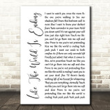 Richard Marx Like The World Is Ending White Script Song Lyric Print