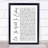Richard Marx Like The World Is Ending White Script Song Lyric Print