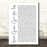 Rick Astley Never Gonna Give You Up White Script Song Lyric Print