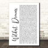 Taylor Swift Wildest Dreams White Script Song Lyric Print