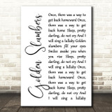 The Beatles Golden Slumbers White Script Song Lyric Print