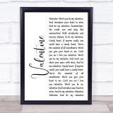 The Beautiful South Valentine White Script Song Lyric Print