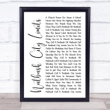 Tina Turner Nutbush City Limits White Script Song Lyric Print