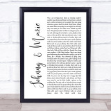 Up & Running Johnny & Marie White Script Song Lyric Print