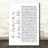ACDC It's a Long Way to the Top If You Wanna Rock 'n' Roll White Script Lyric Print